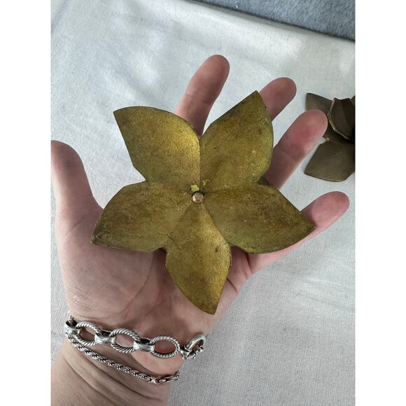 Gold toned Holly Candle Stick Holders Set of 2 Cottagecore - Picture 4 of 6